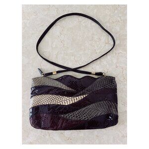 VTG 80s Made By Sylvia Patchwork Snakeskin Clutch